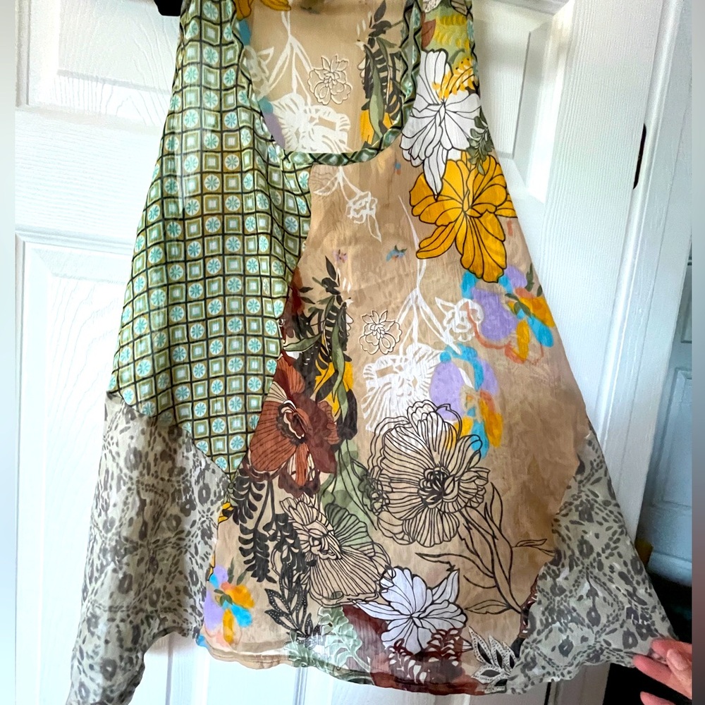Women’s L tank top by FIRE of Los Angeles - beautiful pattern blocked chiffon - Picture 2 of 5